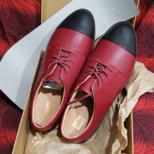 Fitflop Maroon Leather Elise Toe-Cap Brogues